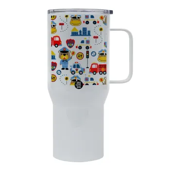 Rescue team cartoon, Mega Stainless steel Tumbler with lid, double wall 750L