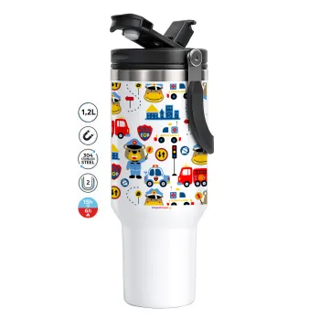Rescue team cartoon, Mega Stainless steel Tumbler with lid, double wall 1,2L