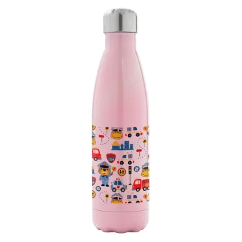 Rescue team cartoon, Metal mug thermos Pink Iridiscent (Stainless steel), double wall, 500ml