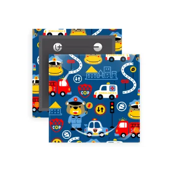 Rescue team cartoon, Κονκάρδα παραμάνα τετράγωνη 5x5cm