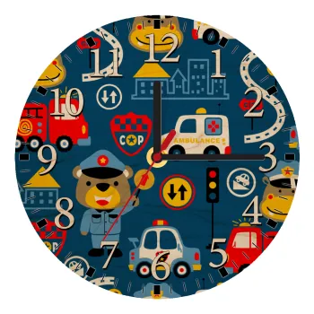 Rescue team cartoon, Ρολόι τοίχου ξύλινο plywood (20cm)