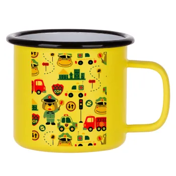 Rescue team cartoon, Metallic enamel MATT Yellow cup 360ml