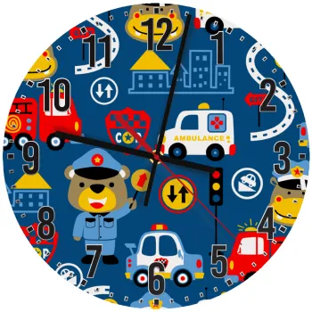 Rescue team cartoon, Ρολόι τοίχου ξύλινο (30cm)