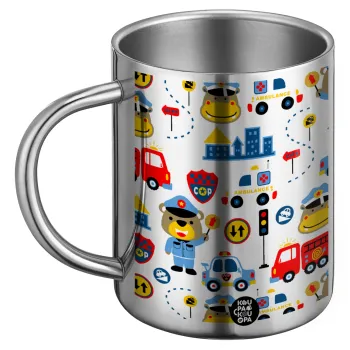 Rescue team cartoon, BIG Mug Stainless steel double wall (450ml)
