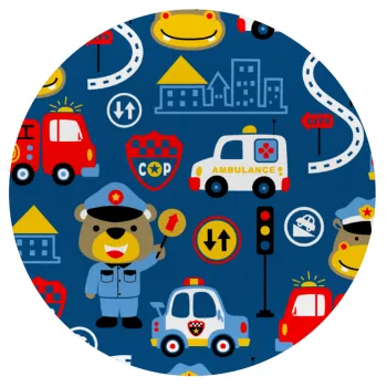 Rescue team cartoon, Mousepad Round 20cm