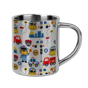 Rescue team cartoon, Mug Stainless steel double wall 300ml