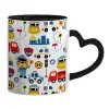 Mug heart black handle, ceramic, 330ml
