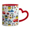 Mug heart red handle, ceramic, 330ml