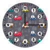 Hand drawn childish set with cars, Wooden wall clock (20cm)
