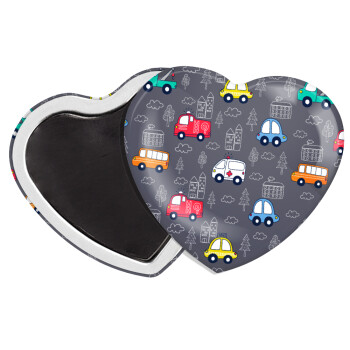 Hand drawn childish set with cars, Μαγνητάκι καρδιά (57x52mm)
