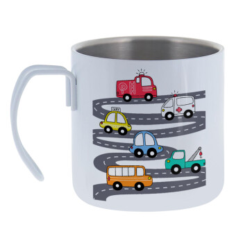 Hand drawn childish set with cars, Mug Stainless steel double wall 400ml