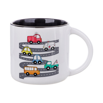 Hand drawn childish set with cars, Κούπα κεραμική 400ml Λευκή/Μαύρη
