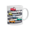 Hand drawn childish set with cars, Ceramic coffee mug, 330ml (1pcs)