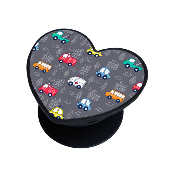Hand drawn childish set with cars, Phone Holders Stand  καρδιά Μαύρο Βάση Στήριξης Κινητού στο Χέρι