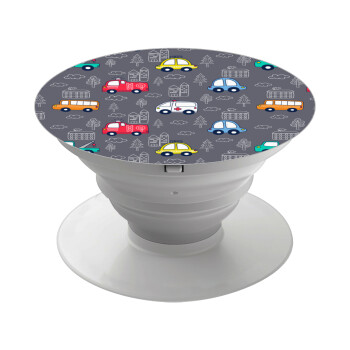 Hand drawn childish set with cars, Phone Holders Stand  White Hand-held Mobile Phone Holder