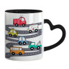 Mug heart black handle, ceramic, 330ml