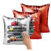 Μαξιλάρι καναπέ Μαγικό Κόκκινο με πούλιες 40x40cm περιέχεται το γέμισμα