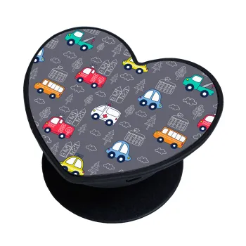 Hand drawn childish set with cars, Phone Holders Stand  καρδιά Μαύρο Βάση Στήριξης Κινητού στο Χέρι