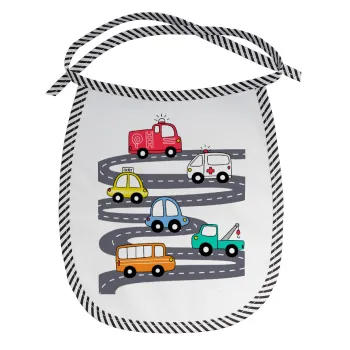 Hand drawn childish set with cars, Σαλιάρα μωρού αλέκιαστη με κορδόνι Μαύρη