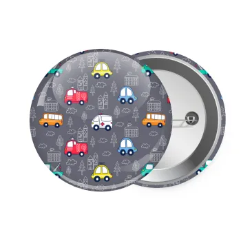 Hand drawn childish set with cars, Κονκάρδα παραμάνα 7.5cm