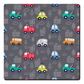 Hand drawn childish set with cars, Τετράγωνο μαγνητάκι ξύλινο 6x6cm