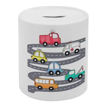 Hand drawn childish set with cars, Κουμπαράς πορσελάνης με τάπα