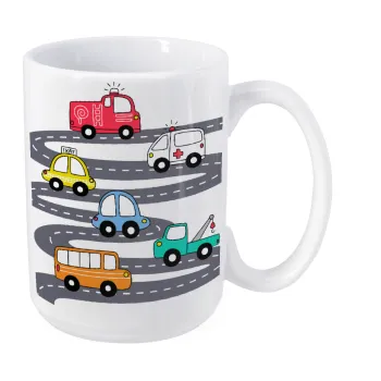 Hand drawn childish set with cars, Κούπα Mega, κεραμική, 450ml
