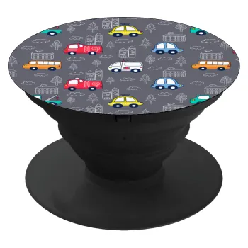 Hand drawn childish set with cars, Phone Holders Stand  Black Hand-held Mobile Phone Holder