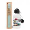 Easter Set, metallic aluminum water bottle (500ml) & scented flat candle (30cm) (TURQUOISE)