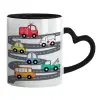 Mug heart black handle, ceramic, 330ml