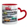 Mug heart red handle, ceramic, 330ml
