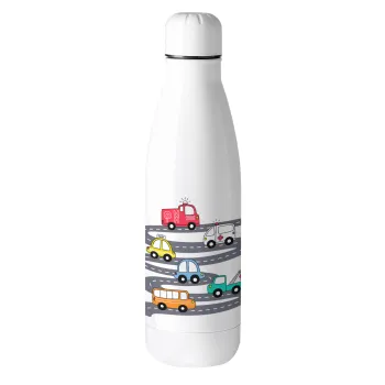Hand drawn childish set with cars, Metal mug thermos (Stainless steel), 500ml