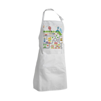 City road track maps, Adult Chef Apron (with sliders and 2 pockets)