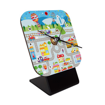 City road track maps, Quartz Wooden table clock with hands (10cm)