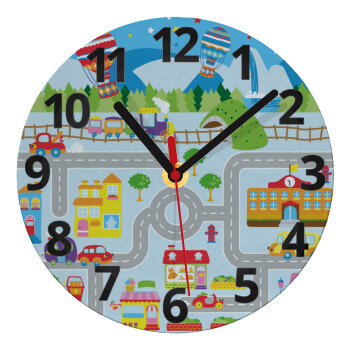 City road track maps, Ρολόι τοίχου γυάλινο (20cm)