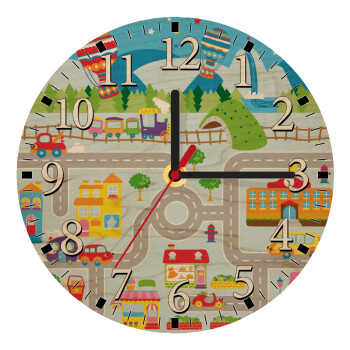 City road track maps, Ρολόι τοίχου ξύλινο plywood (20cm)