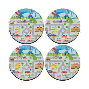 City road track maps, ΣΕΤ 4 Σουβέρ ξύλινα στρογγυλά (9cm)