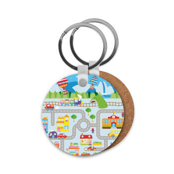 City road track maps, Μπρελόκ Ξύλινο στρογγυλό MDF Φ5cm