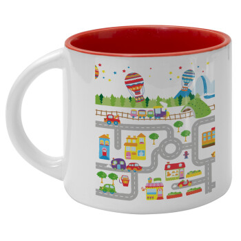City road track maps, Κούπα κεραμική 400ml Λευκή/Κόκκινη