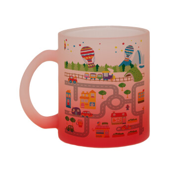 City road track maps, Κούπα γυάλινη δίχρωμη με βάση το κόκκινο ματ, 330ml