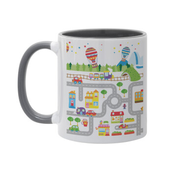 City road track maps, Mug colored grey, ceramic, 330ml
