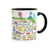 City road track maps, Mug colored black, ceramic, 330ml