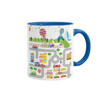City road track maps, Mug colored blue, ceramic, 330ml