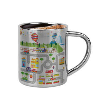 City road track maps, Double-wall metal cup for espresso (220ml)