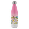 Metal mug thermos Pink/White (Stainless steel), double wall, 500ml