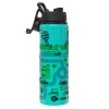 Metallic water bottle with safety lid, 850ml aluminum