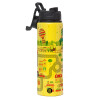Metallic water bottle with safety lid, 850ml aluminum