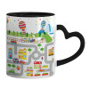 Mug heart black handle, ceramic, 330ml