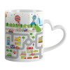 Mug heart handle, ceramic, 330ml