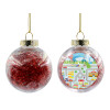 Transparent Christmas tree ball ornament with red filling 8cm